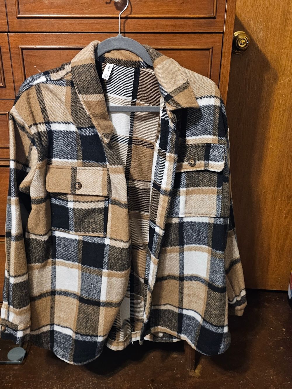 Amazon Plaid Shacket in Black, Tan & Cream